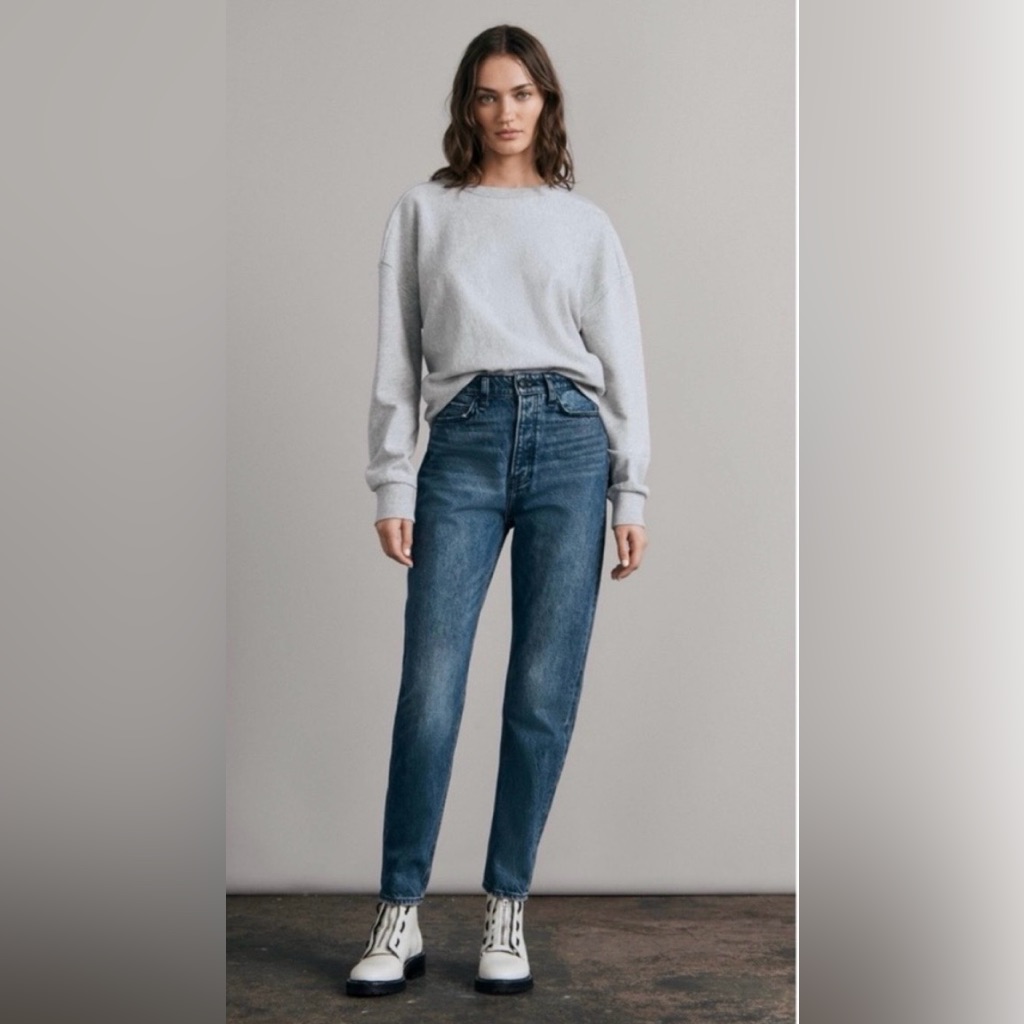 Rag &Bone Rachel Barrel Leg Siesta Super High-Rise Rigid Jean Buttonfly Size 28